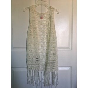 White crochet/lace cardigan tank